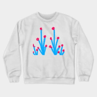 Blue red watercolor floral leaf art Crewneck Sweatshirt